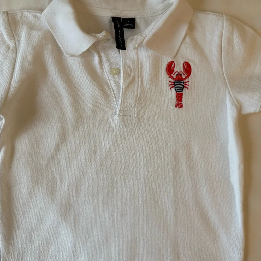 Janie and Jack White and Red Polo Shirt Nautical Embroidery - Picture 4 of 4